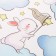 Interior plastic sticker "Bunnies on the clouds" 60x90 cm