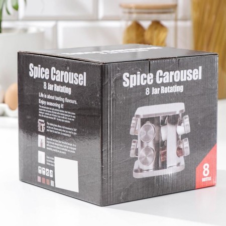Set for glass spices on the stand “Chef”, 85 ml, 8 items, 19 × 16 cm, black color-2