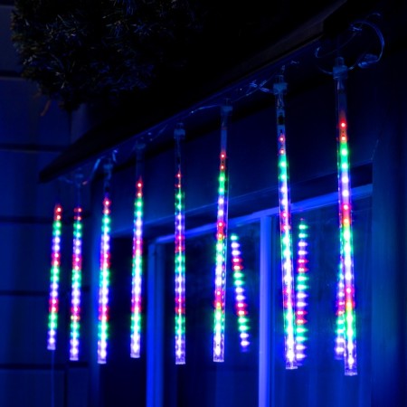 Garland "icicles" 2.5 × 0.3 m, IP65, transparent thread, 192 LED, glow of multi with a drain effect, 12 V