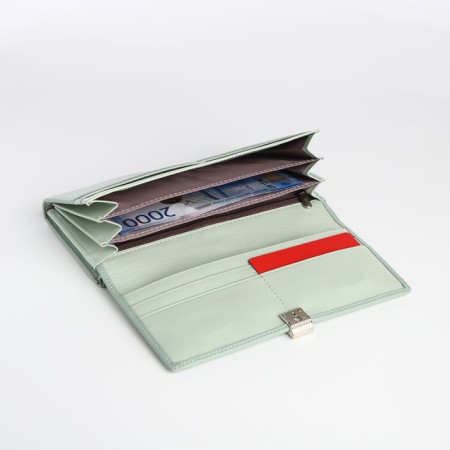 Women's wallet on magnet, green color-4