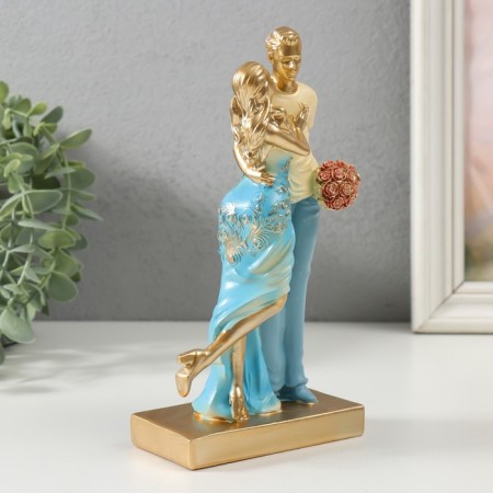 Souvenir Polystone "Tender Meeting" of the White and Blue 6x8x19.5 cm-1