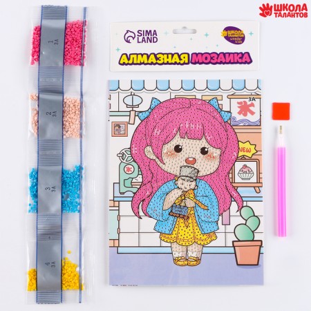 Diamond embroidery with a partial filling of Ichigo, 13.7 × 18.3 cm, cardboard-1