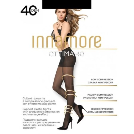 Female nylon tights, Innamore Ottima 40 den, black color (nero), size 2