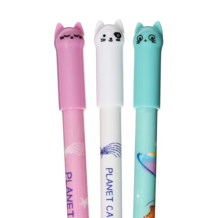 Gel handle with erased ink Calligrata, 0.38mm, blue rod, Cat Cat Cosmonaut, mix-4