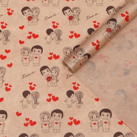Paper packaging craft "Love is...", 0.6 x 10 m, 40 g/m2