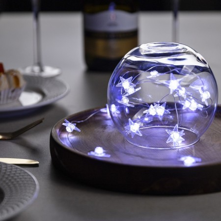 Garland “thread” 2 m Rosa with nozzles “snow star”, IP20, silver thread, 20 LED, white glow, 2 modes, AAX2-1