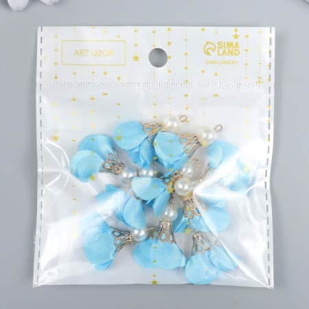 Decor for creativity Textile "Flower with a pearl. Heavenly" set 10 pcs 2.5 cm-3