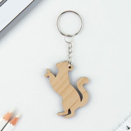 Key keychain wooden "lion", cat, 4.5 x 6 cm-3