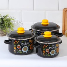Set of Pasta pan, 3 subjects: 2 l, 3 l, 4 l, enameled covers, induction
