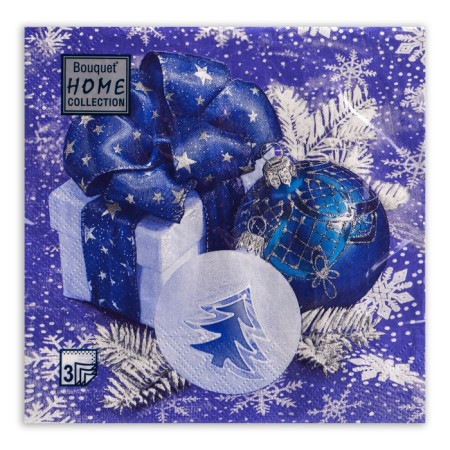 New Year's napkins Paper Home Collection “New Year's Composition Blue”, 3 layers, 33x33 cm, 20 pcs-1