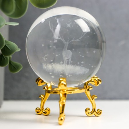 Souvenir glass "Deer" d = 6 cm openwork stand 8.5x6x6 cm-1