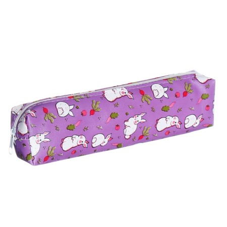 School Penal on the zipper Calligrata "Rabbits", lilac