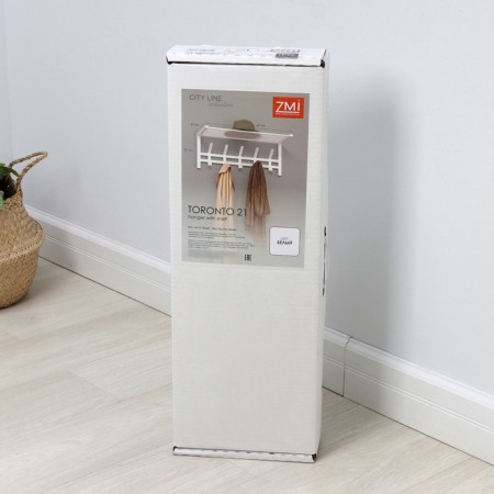Ban with the Toronto 21 shelf, 67 × 27 × 27 cm, 5 double hooks, white color-11