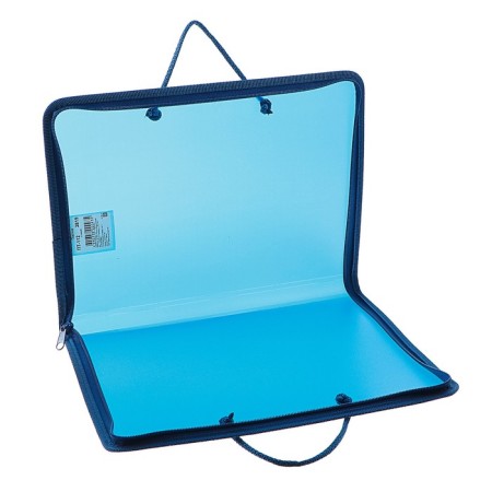 A folder with A4 handles, 230 x 185 x 25 mm, lightning around, plastic, PT-112, "office", tinted, dark blue color-2