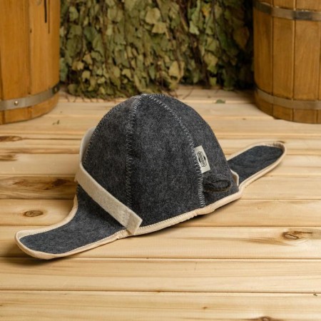 Set for the bath "Pilot" Gray: hat, rug, mitten-8