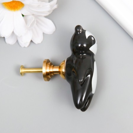 Handle for the casket ceramics, Panda metal 6.3x3.5 cm-2