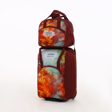 Small 37 L (S) suitcase with a SACVOYAGE bag, lightning department, extension, external pocket, burgundy color