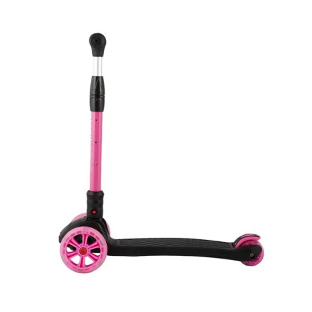 MAXISCOO Junior Delux 2021 Scooter with luminous wheels, black/pink color-1