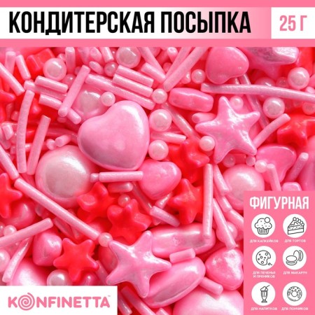 Sprinking confectionery figured "Stars": Pink, 25 g.