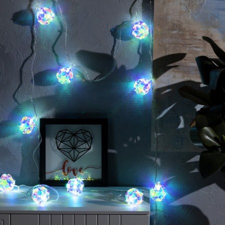 Garland “thread” 2.5 m with nozzles “balls”, ip20, transparent thread, 10 LED, white glow, 220 V-2