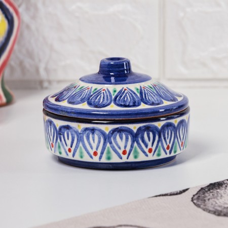 Sugar of Rishtan ceramics "Flowers", 250 ml, blue-1