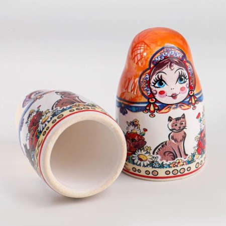 Сувенир напёрсток "Матрёшка.Кошки", керамика-3
