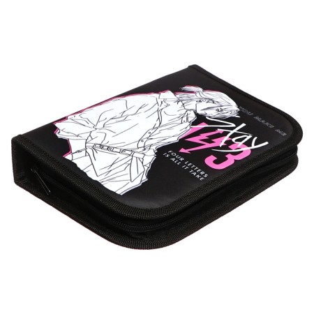 Penal 3 sections, tab inside, 140 x 210 x 40 mm, fabric, calligrata top block "Anime"-2