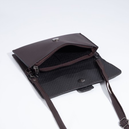 Bag-clate on magnet, long belt, brown color-5