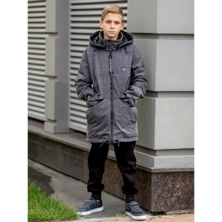 Park jacket for a boy, height 134 cm, color black graphite-1