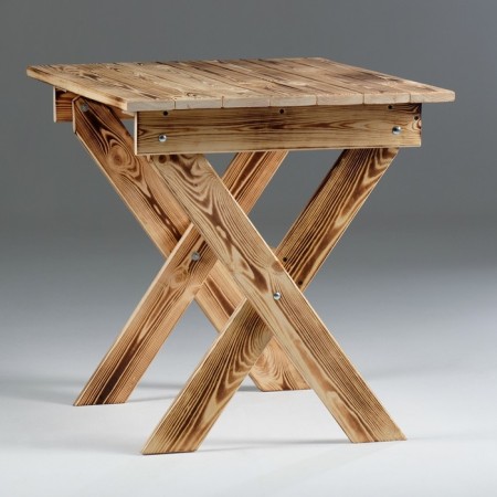 Folding table, burned, 80 × 80 × 70 cm-1