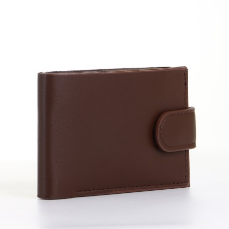 Male purse on the button, brown color