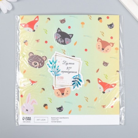 Scrapbooking paper "Forest animals" density 180 g 15.5x17 cm-3