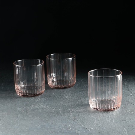 Set of glass glasses Leia, 3 pcs, 265 ml, pink