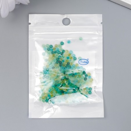 Glass beads 8/0 "Matte translucent. Melange bright green" 10 g-2