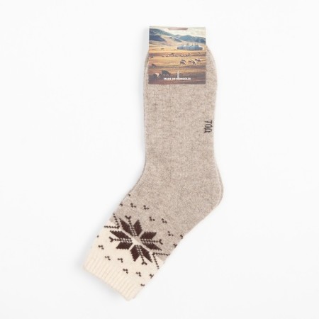 Women's socks from Mongolian wool "snowflake", gray color, size 23 (34-36)-4
