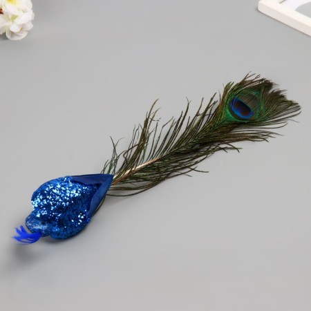Fluffy on the clothespin "Tropical bird with peacock pen" MIX 5.5x8x35 cm-1