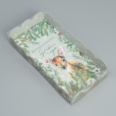 Box for confectionery products with PVC lid “Magic New Year”, 10.5 x 21 x 3 cm, New Year-1