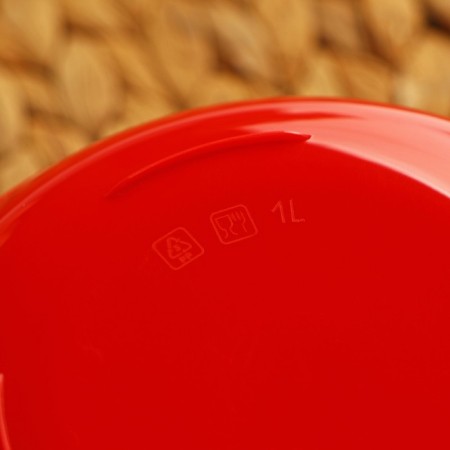 A set of bowls with a grenade lid, 3 pcs: 1 l, 2 l, 3 l, red color-4