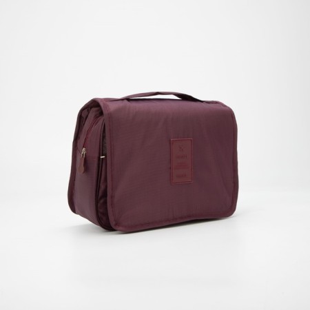 Velcro cosmetic bag, with hook, burgundy color