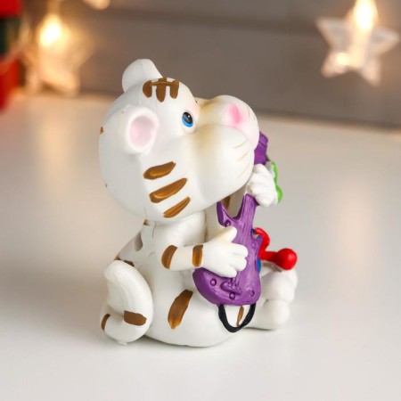 Piggy bank Polystone "Cream Tiger - Musician" MIX 11.5x7x8.5 cm-3