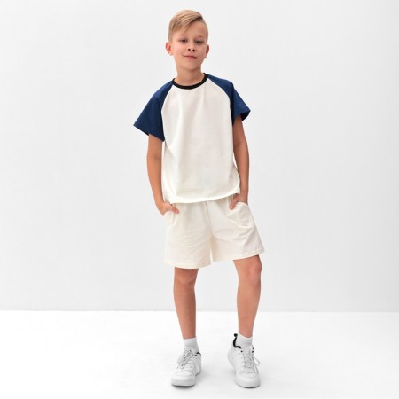 A set for a boy (T -shirt and shorts) Minaku, Ecc/Blue color, height 128 cm-2