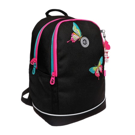 School backpack, 38 x 28 x 18 cm, Grizzly, ergonomic back, + keychain, black-1