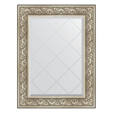 Mirror with engraving in the baguette frame, baroque silver 106 mm, 70x92 cm