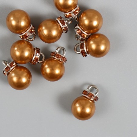 Decor for creativity plastic "Bronze pearl with loop" set 10 pcs 1x1.2 cm