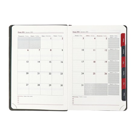 Dated 2025 diary, Escalada, A4, 120 sheets, soft cover, artificial skin, foil embossing, liesse, block 70 g/m2, green block-9