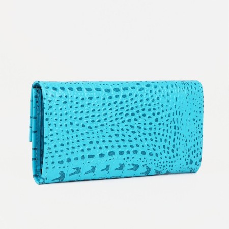 Women's wallet on the button, turquoise color-1
