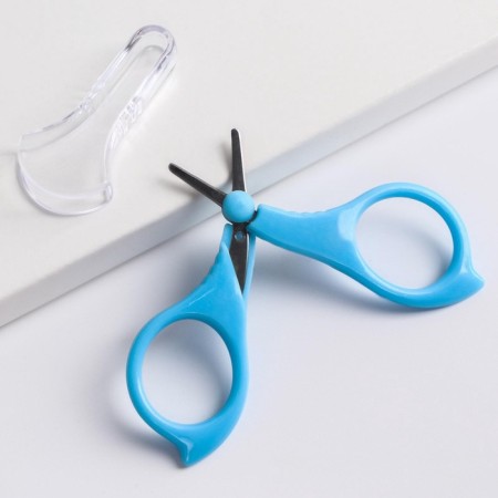 Children's manicure scissors, with a protective cap, type 2, blue color-4