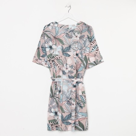 Home set (robe/shirt) female, beige/gray color, size 52-6