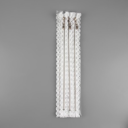 Metal zipper, No. 3, non -proceeding, automatic lock, 30 cm, white/nickel color-3
