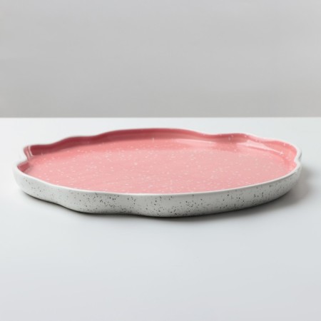 Ceramic dish for serving "pink", 27 cm, pink color-4